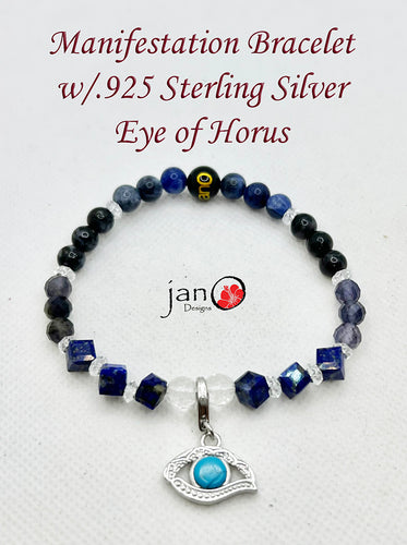 Manifestation without Decalcification of the Pineal Gland Bracelet w/Eye of Horus Charm - Healing Gemstones
