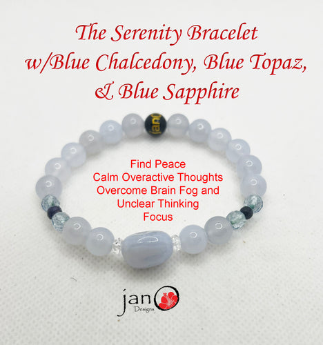 Brain Health:  The Serenity Bracelet w/Blue Chalcedony Nugget - Healing Gemstones